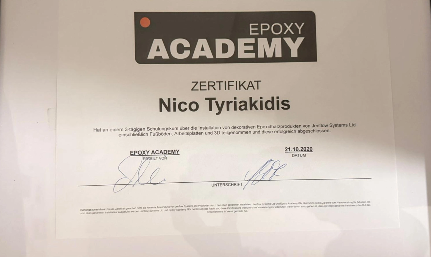 Bauabdichtungen- Bausanierungen Tiriakidis -  Komplette Renovierungsdienstleistungen – Zertifikat